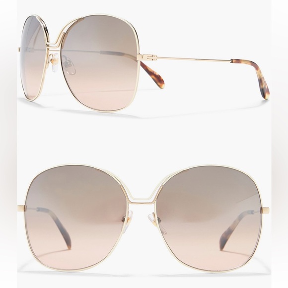 New Authentic GIVENCHY Oversize White Frame w/Gold-Brown Sunglasses with Case - Picture 5 of 5